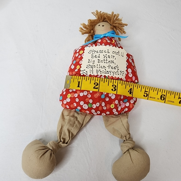 Bean Bag Stress Doll 10" x 4" Office Humor Bad Hair Home Accent or Office Decor - Picture 6 of 9